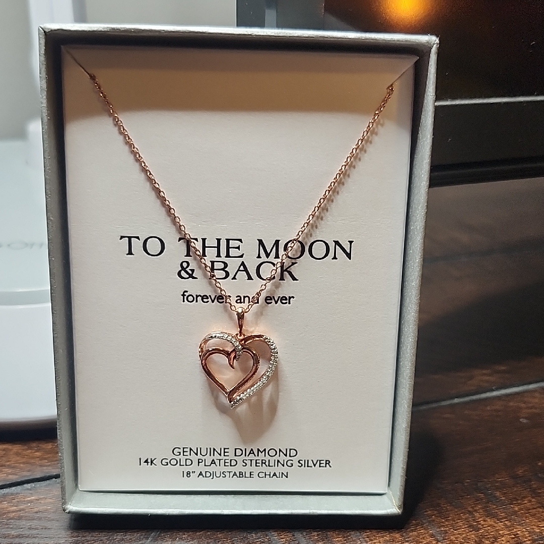 Rose Gold Heart Necklace With Genuine Diamond